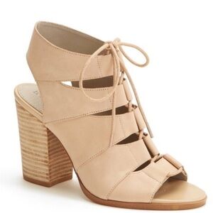 hinge Nude Lace-Up Block Heel Sandal